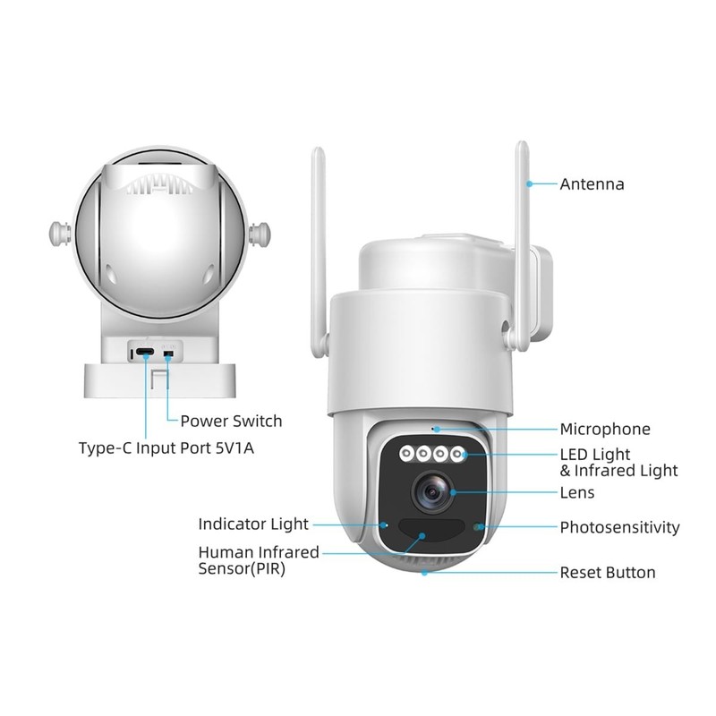 Solar Security Camera System 2K Outdoor Trail 4-Channel Single-SIM CCTV PTZ 360 gallery