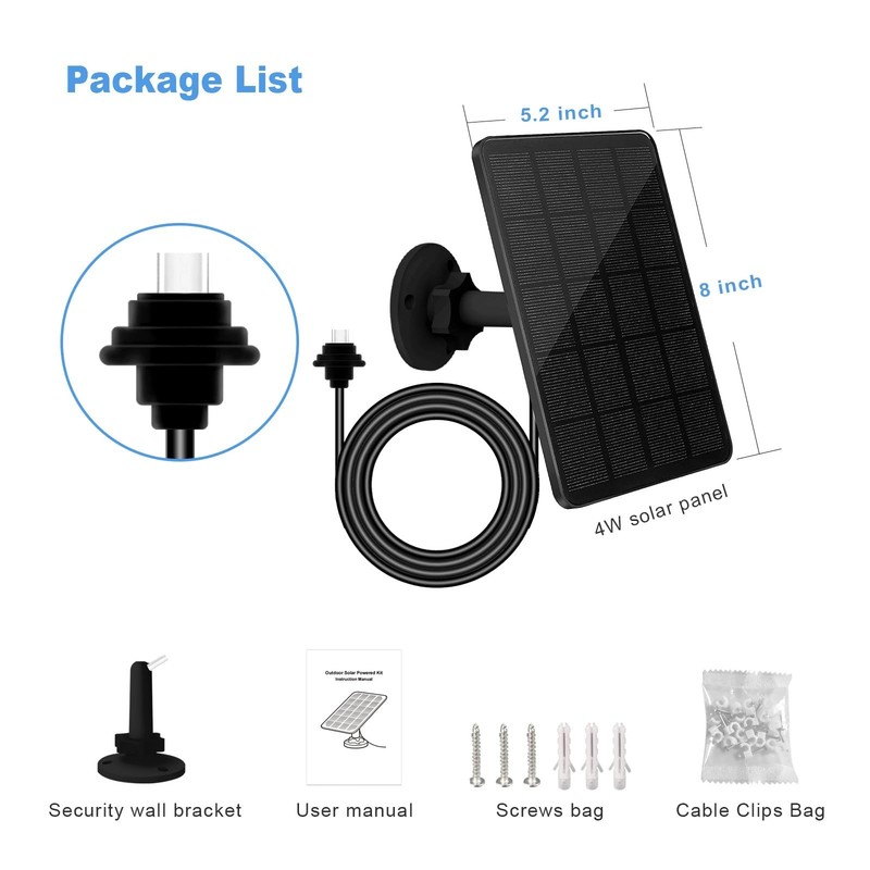 4 Pack Solar Panels for Blink Outdoor 4 Camera, 4W Waterproof with USB-C Port, 1 gallery