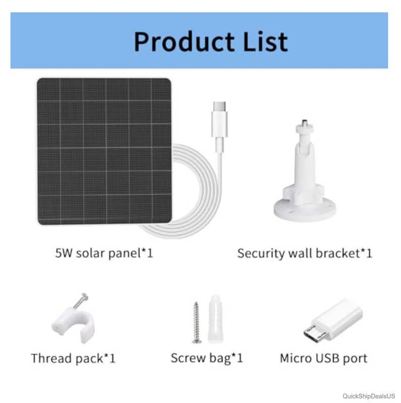 USB Solar Panel 5W 5V IP65 Waterproof Outdoor Security Camera Charger 9.8FT gallery