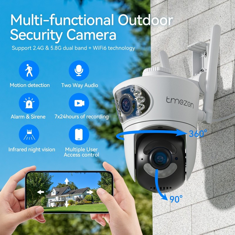4PCS 4MP Dual Lens WiFi Security Camera Outdoor Colar Night Vision CCTV 360°PTZ gallery