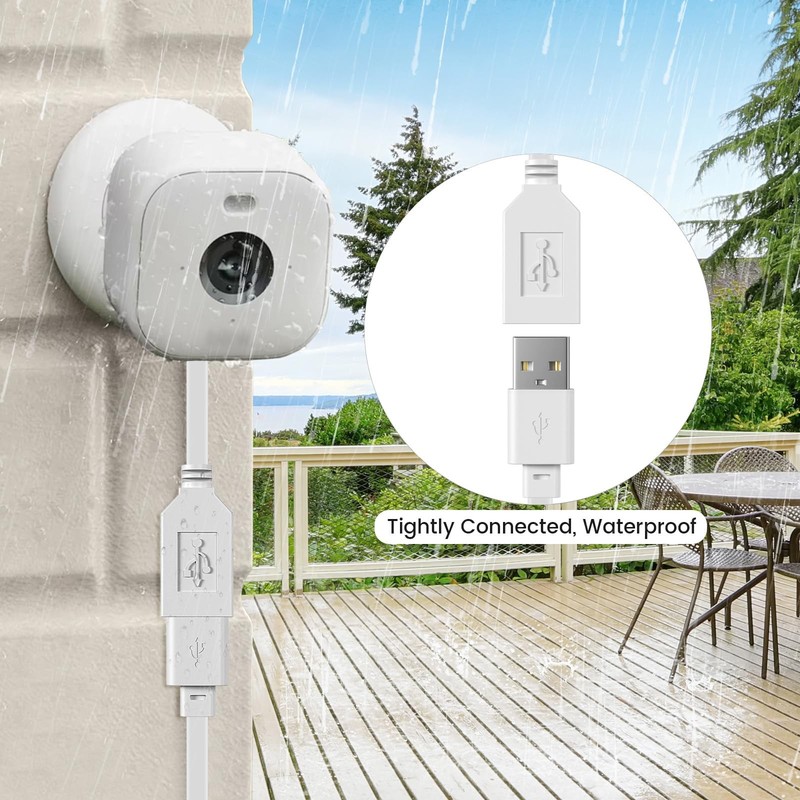 50 ft Cable For Wyze Cam v4 Security Cameras USB Flat Charging Cord White gallery