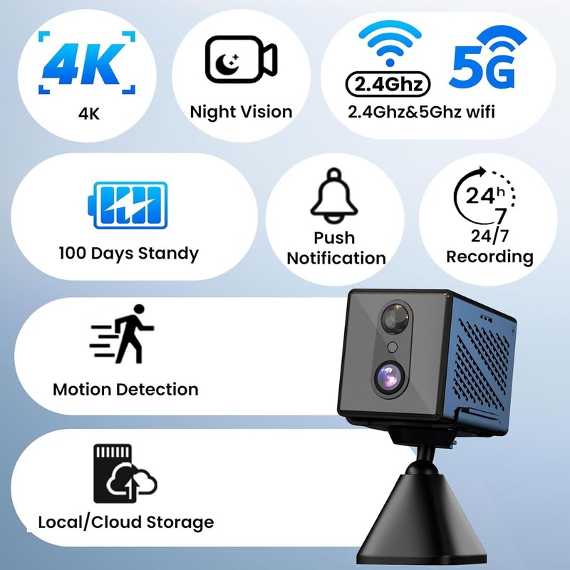 4K Mini WiFi Security Camera Wireless Indoor Night Vision Motion Alert 2.4/5G gallery