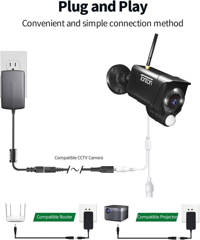 Tonton 2 Pack 6.6FT 2M DC Power Extension Cable 5.5 mm 6.6 ft (2 Pack), Black gallery
