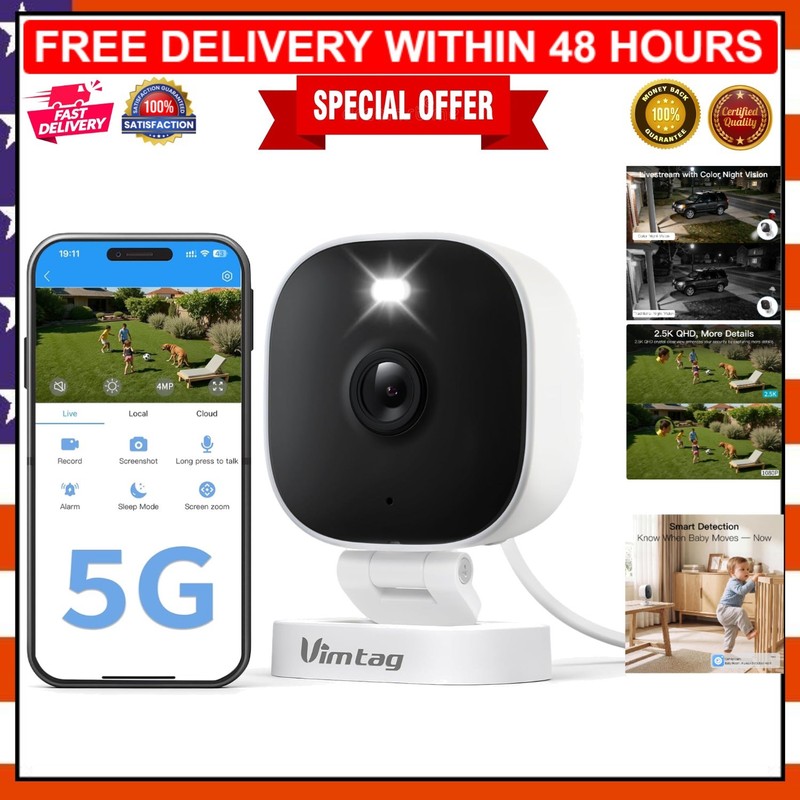 2.5K Outdoor Security Camera with Color Night Vision & Motion Spotlight