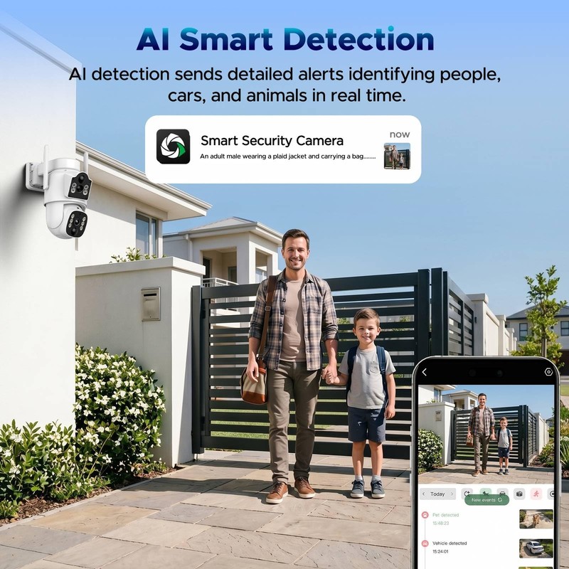 4G LTE Cellular Security Camera, Dual Lens 360° PTZ Auto Tracking, Solar Came... gallery