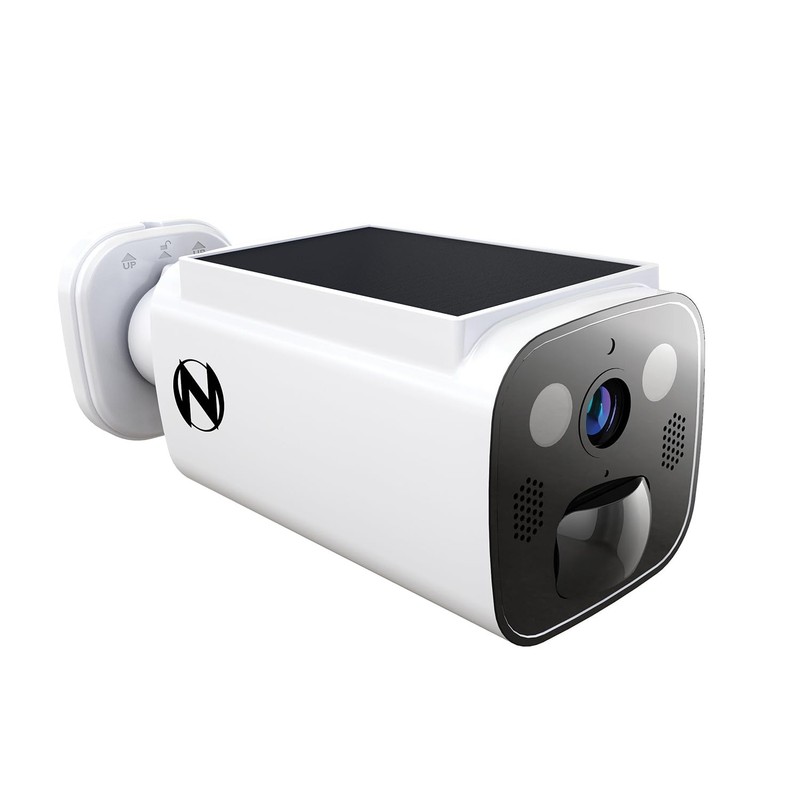 2K Battery Solar Powered Camera with Spotlight and 2-Way Audio – White