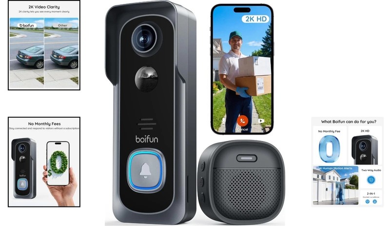 Wireless Video Doorbell Camera No Subscription 2K HD Night Vision gallery
