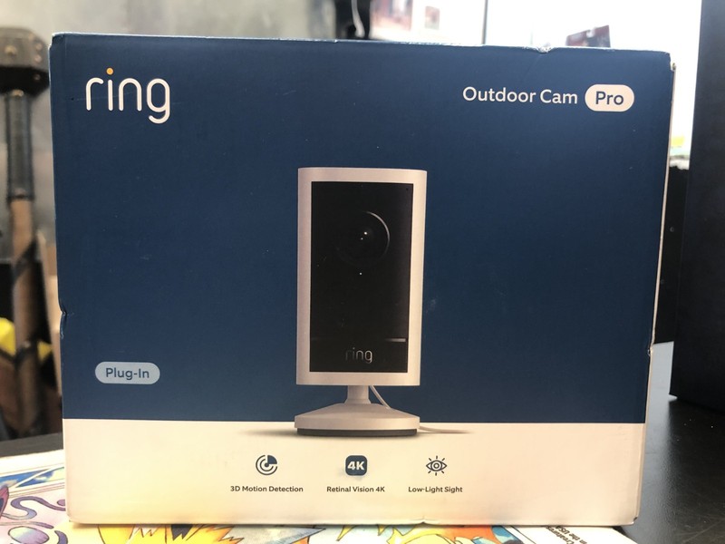 Ring Outdoor Cam Pro Retinal 4K Plug-in Camera 10x Zoom, White ,New+Sealed