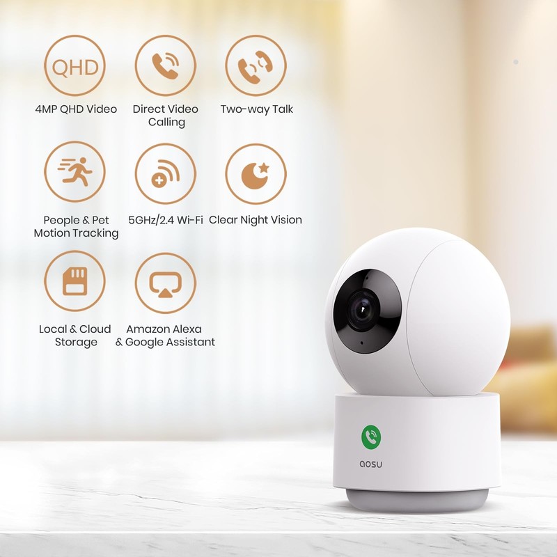 4MP Security Camera Indoor, 2.5K Baby Monitor Pet Camera 360° for Home Securi... gallery