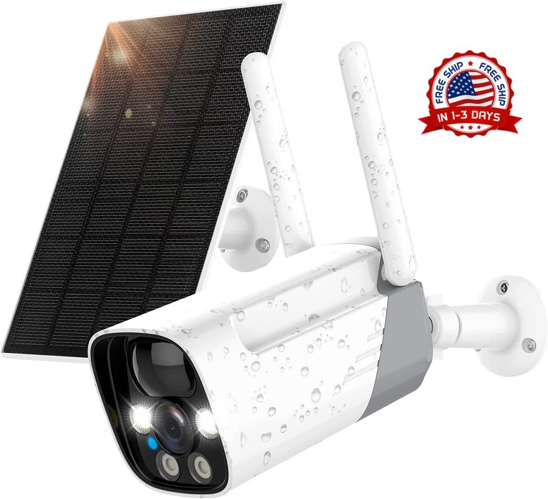 2K Camara Solar Inalambrica De Seguridad Wifi IP66 Para Casas Exterior Con Audio