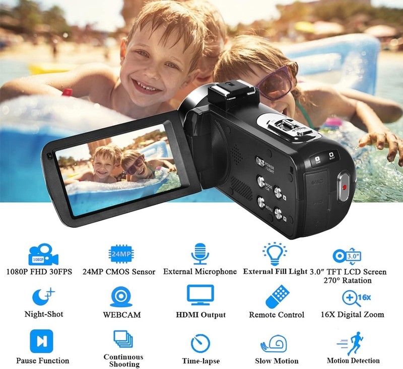 Videocámara Videocámara Full HD 1080P 30FPS Grabadora de cámara Vlogging US NEW gallery