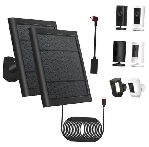 2 Pack – Solar Panel for Ring Security Camera Spotlight Cam Black Dark