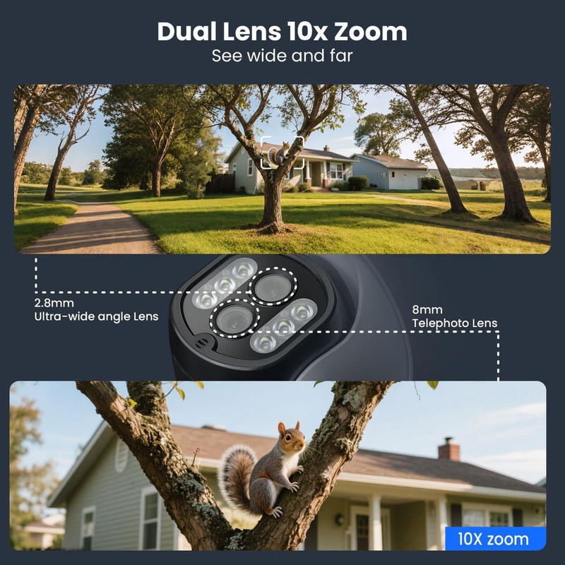 10X Zoom , 2K HD 24/7 Recording System with Auto Tracking, Wireless PTZ Home ... gallery