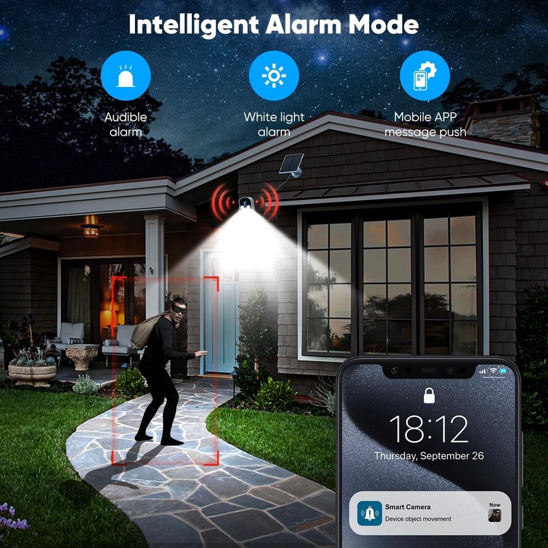 Solar Cameras Wireless Outdoor,2K Solar Wireless for Home, 2.4GHz WiFi,Color ... gallery