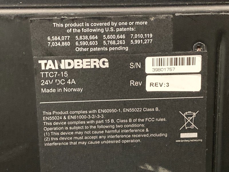 Tandberg TTC7-15 Security Camera Monitor w/ Camera, Adapter & Power Cord (As Is) gallery