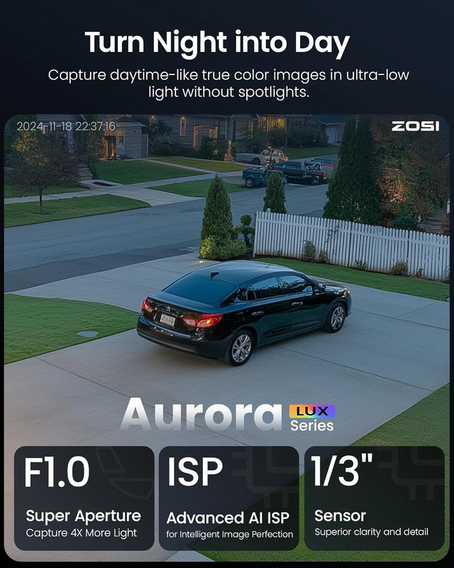 C186 5MP 3K Aurora Lux True Color Night Vision Poe IP Security Camera, Smart Per gallery