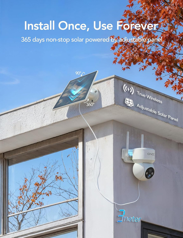Solar Security Cameras Wireless Outdoor 2.4G Wifi, 360° View, Solar/Battery Powe gallery