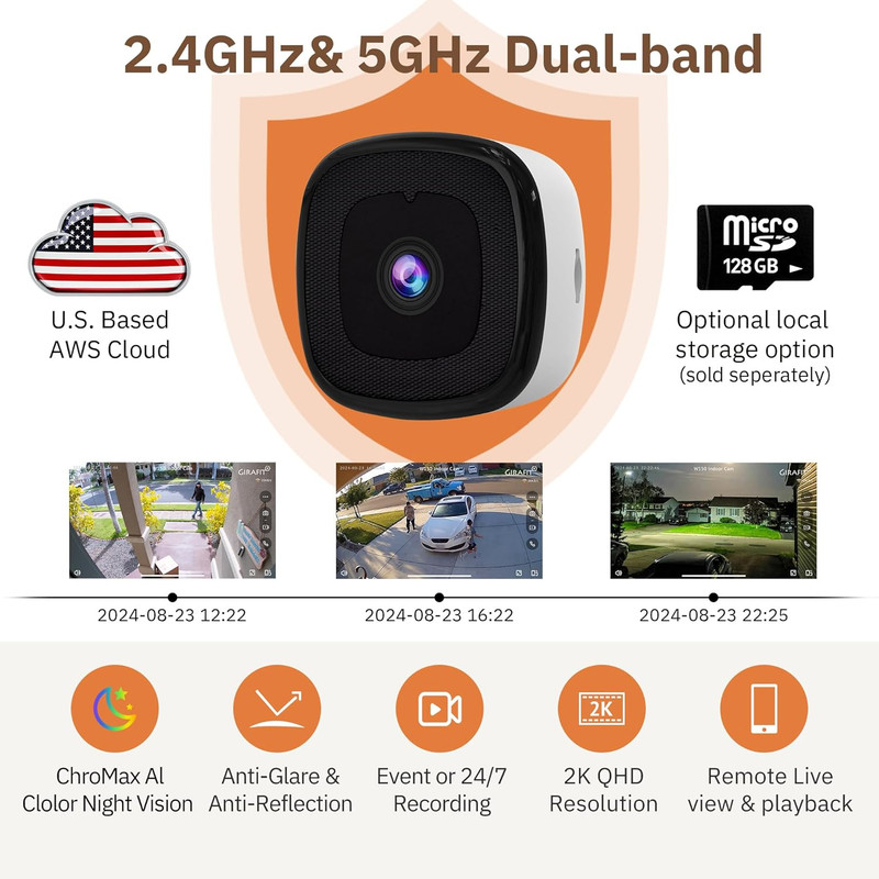 3MP 2K Window Camera,2.4Ghz & 5Ghz Wifi Indoor Cameras for Home Security with Ch gallery