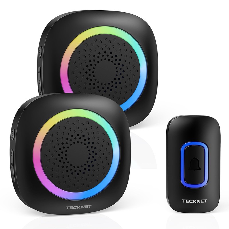 1 push button 2 portable receiver, Black-2 Receivers+1 Button,Battery-Powered