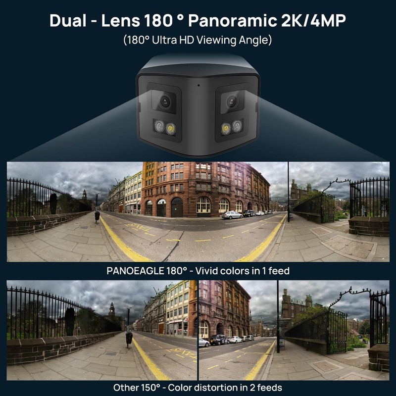 4MP Dual Lens PoE IP Security Camera Outdoor with 180° Panoramic Wide Angle,S... gallery