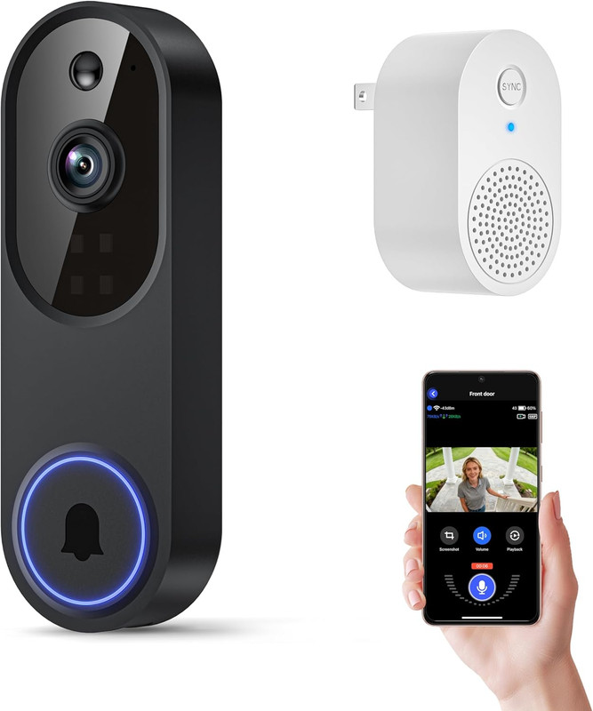 1080P Wireless Wi-Fi Video Doorbell Camera with Two Way Audio, Night Vision, Clo