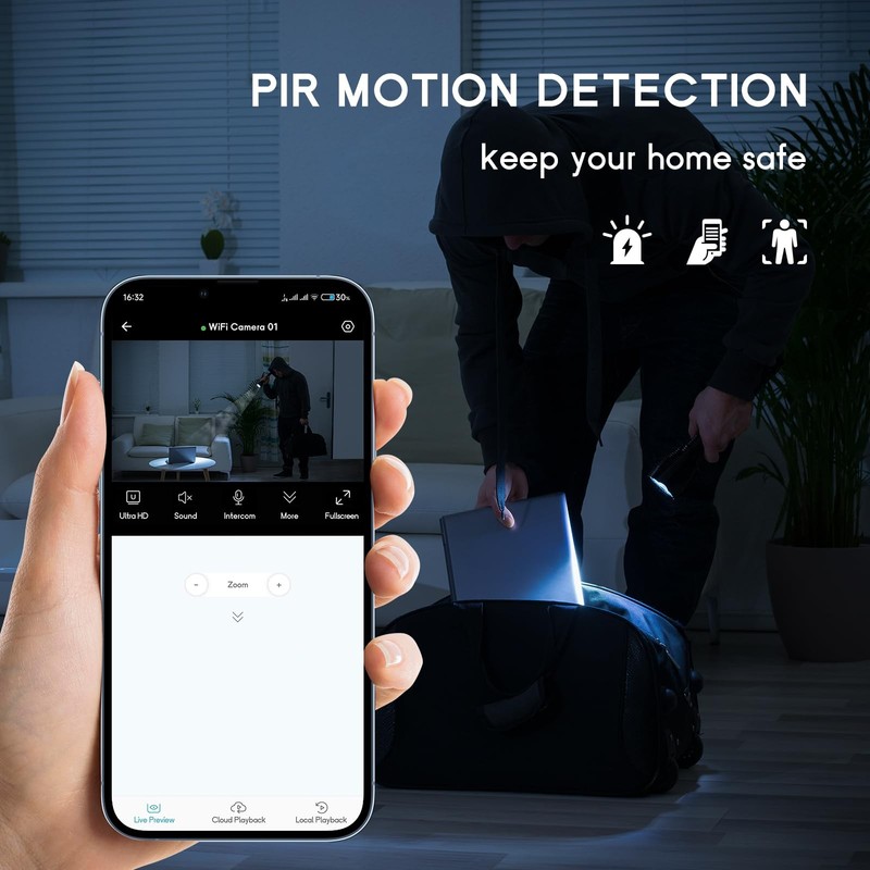 Home Security Wireless Indoor Camera, 1080P WiFi with Magnetic Mount, Pet Cam... gallery