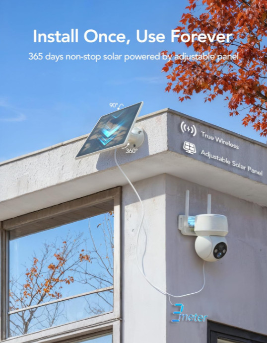 Cámara Solar WiFi Exterior 360° con Detección IA, Sirena, IP65 y Visión Color gallery