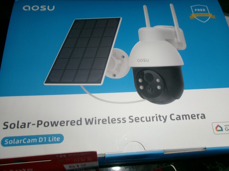 2 New AOSU Security Cameras Outdoor Wireless, 2 Cam-Kit, Solar-Powered w/512 GB