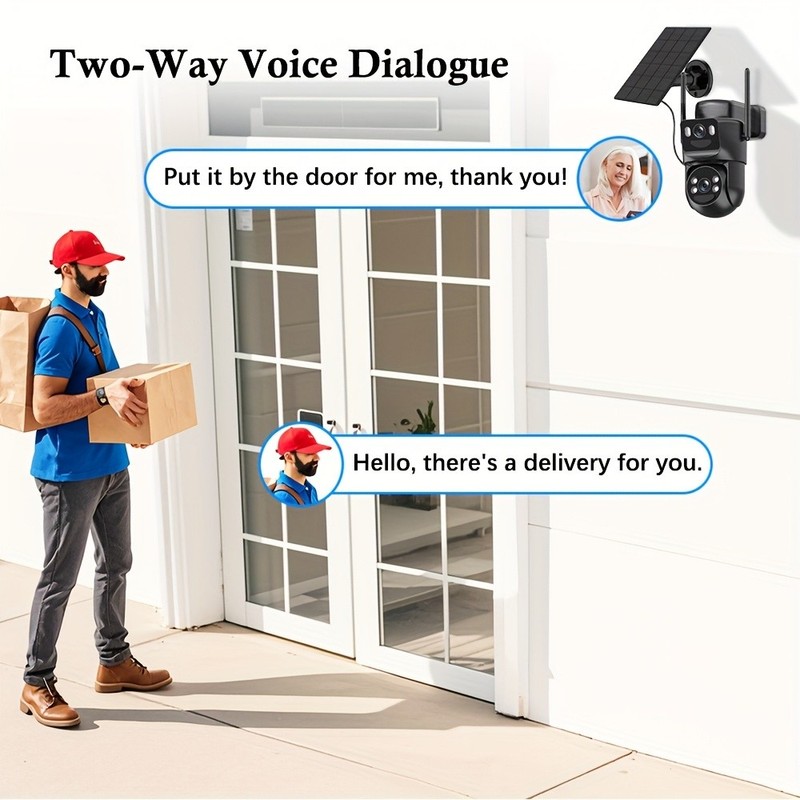 5G 4MP Wireless Solar Powered Camera Outdoor WiFi PTZ Home Security Camera + 64G gallery