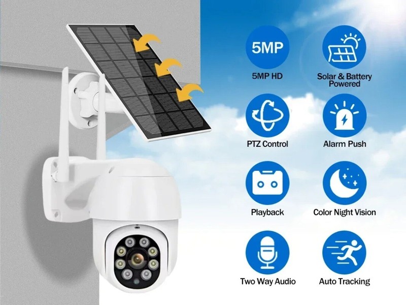 Wifi Solar IP PTZ Camera Outdoor 5MP CCTV Surveillance Security Camera Wireless gallery