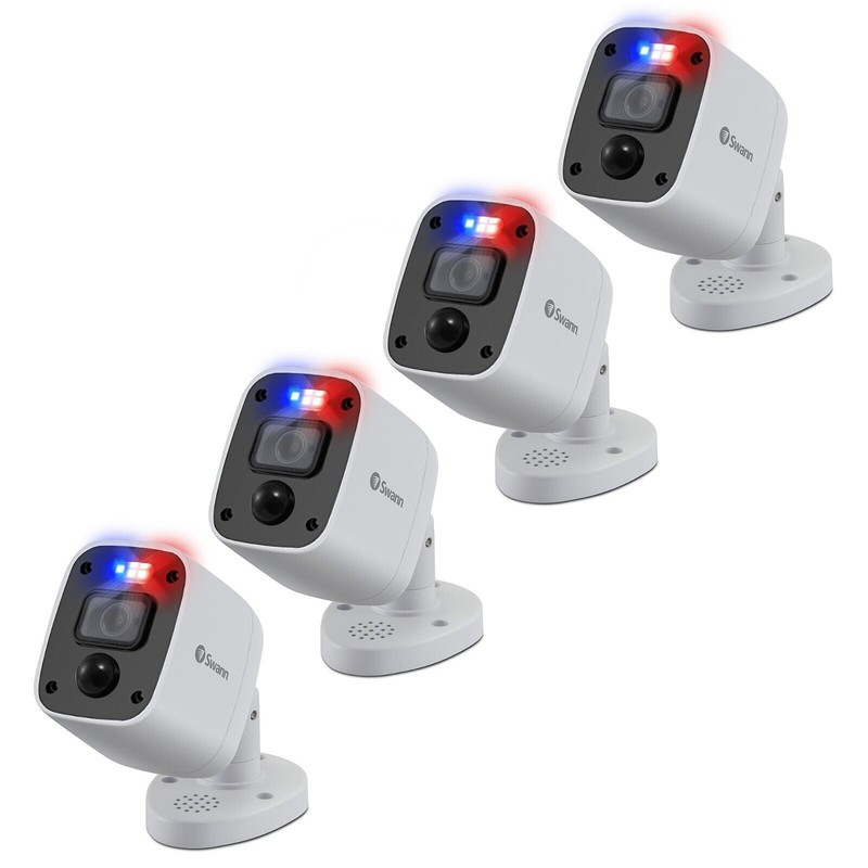 Lot of 4 Swann Enforcer PRO-4KRQ 4K Ultra HD Security Camera Flashing Light