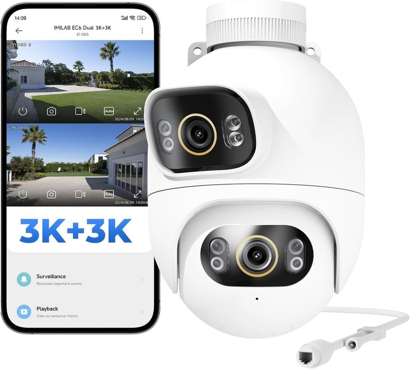 Outdoor Security Camera Dual 3K Wired 360 Pan IMILAB