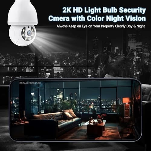 Wireless Light Bulb Security Camera - 5G & 2.4GHz, Motion Detection, Night Visio gallery
