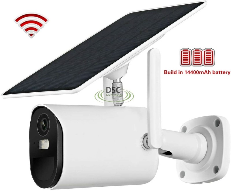 Outdoor Solar Security Camera 1080P WiFi Solar Panel Bullet PIR Motion FullColor