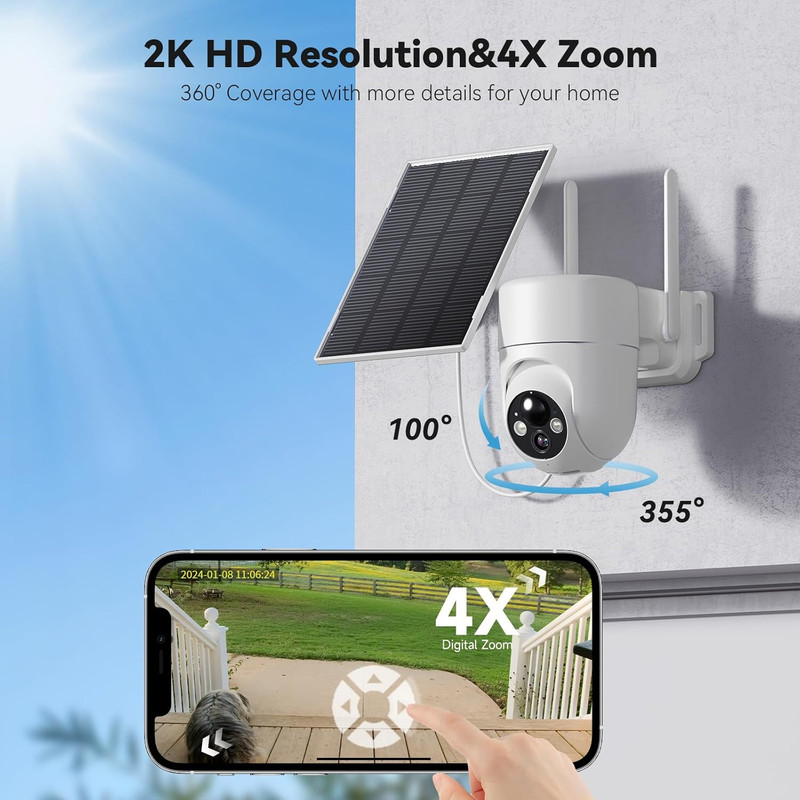 Solar Camera Outdoor Wireless, 2K Color Night Vision, Security Cameras Wireless gallery