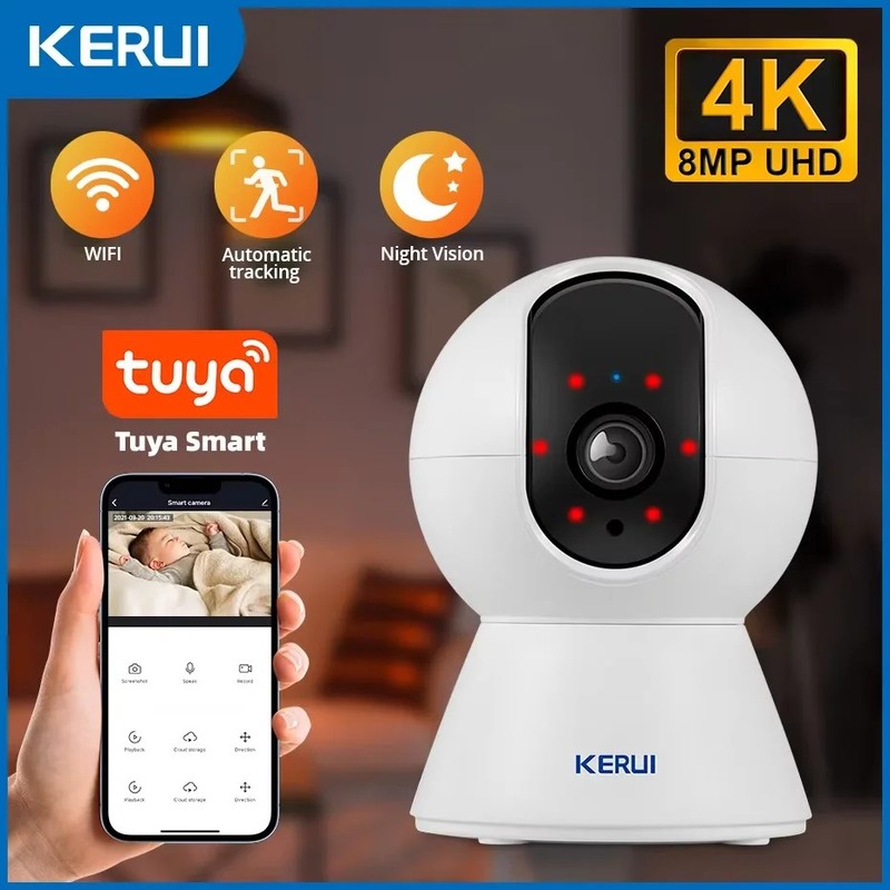 KERUI 5MP 4K Tuya WiFi Indoor Home Security AI CCTV Camera Auto Tracking