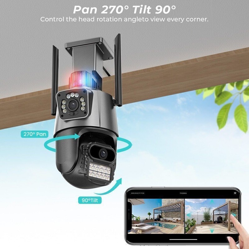 8MP 4K WiFi Security Camera: Dual Lens, 1-8X Zoom Outdoor PTZ Home Cam* US STOCK gallery