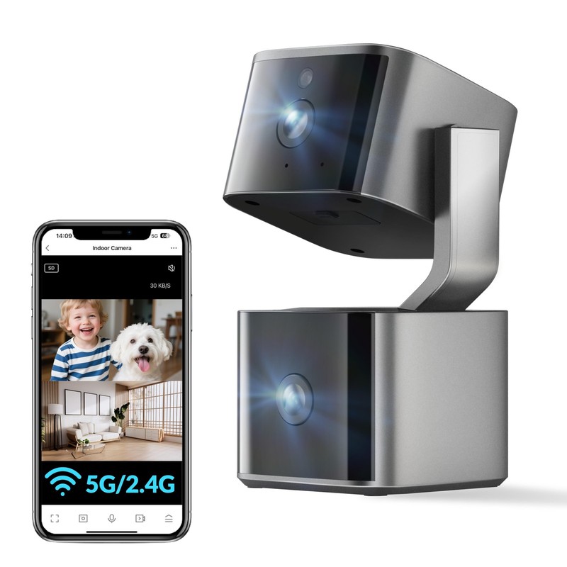 Dual Lens Security Camera Indoor 5G/2.4G WiFi, 2K+2K Pet Camera with Pan Tilt…