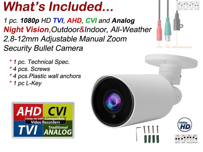 1080p AHD TVI CVI Analog Night Vision Outdoor Indoor CCTV Security Camera gallery