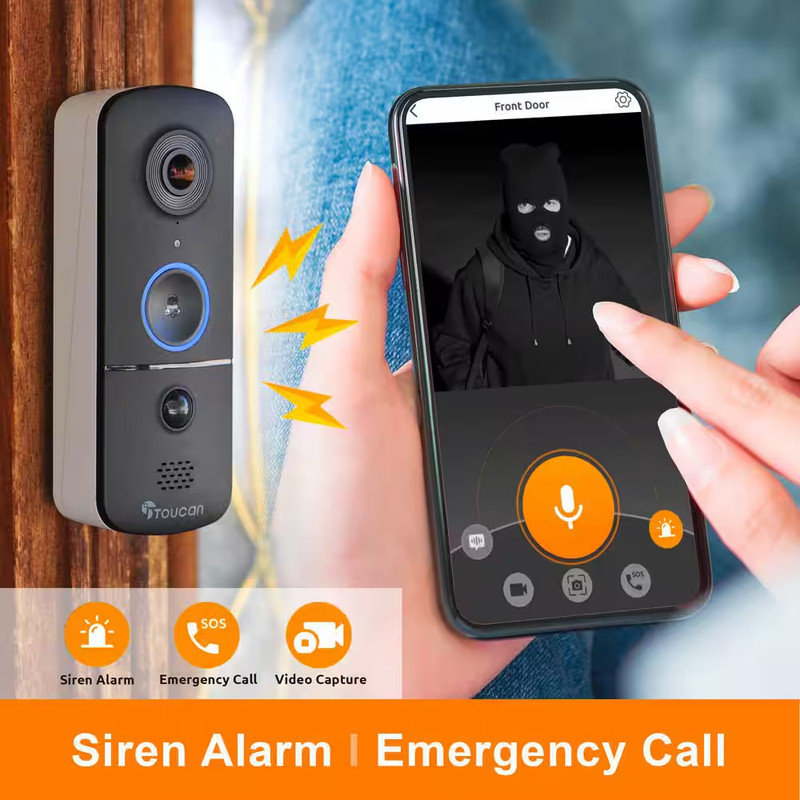 V3 Wi-Fi and Wire-Free Lithium Video Doorbell Camera with Chime , Night Vision, gallery