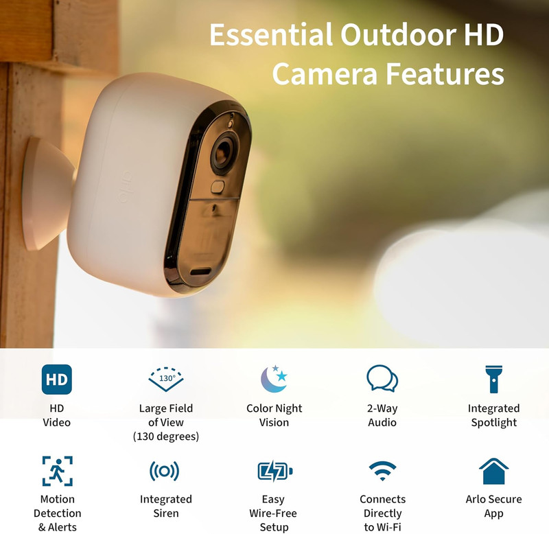 Essential Security Camera 1080P HD | Outdoor - Indoor | 2Nd Gen | Wireless with gallery