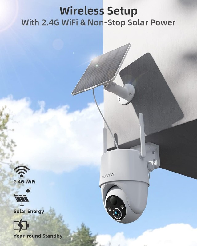 Solar Security Cameras Wireless Outdoor, 2K 360° PTZ Battery Powered Outdoor ... gallery