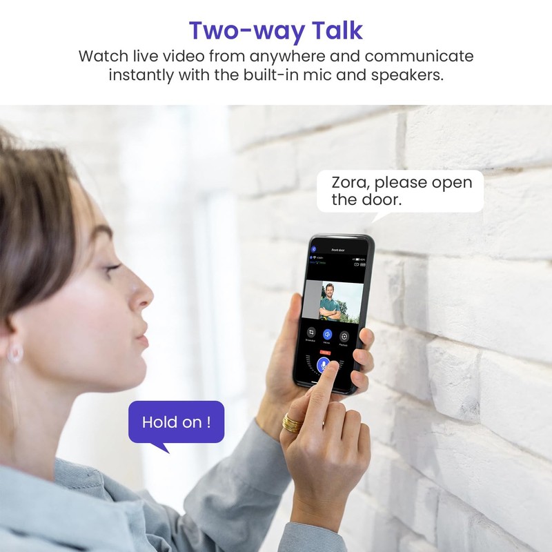 1080p Smart Wi-Fi Doorbell Camera with Doorbell Receiver, AI Motion Detection, N gallery