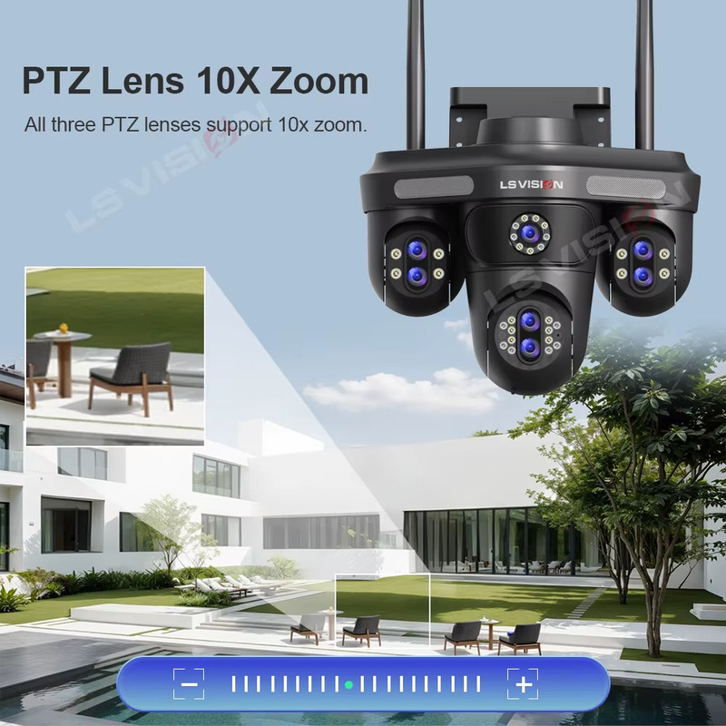 35MP WiFi IP Camera 10X Zoom 7 Lens 4 Screens Wireless Outdoor Surveillance Came gallery