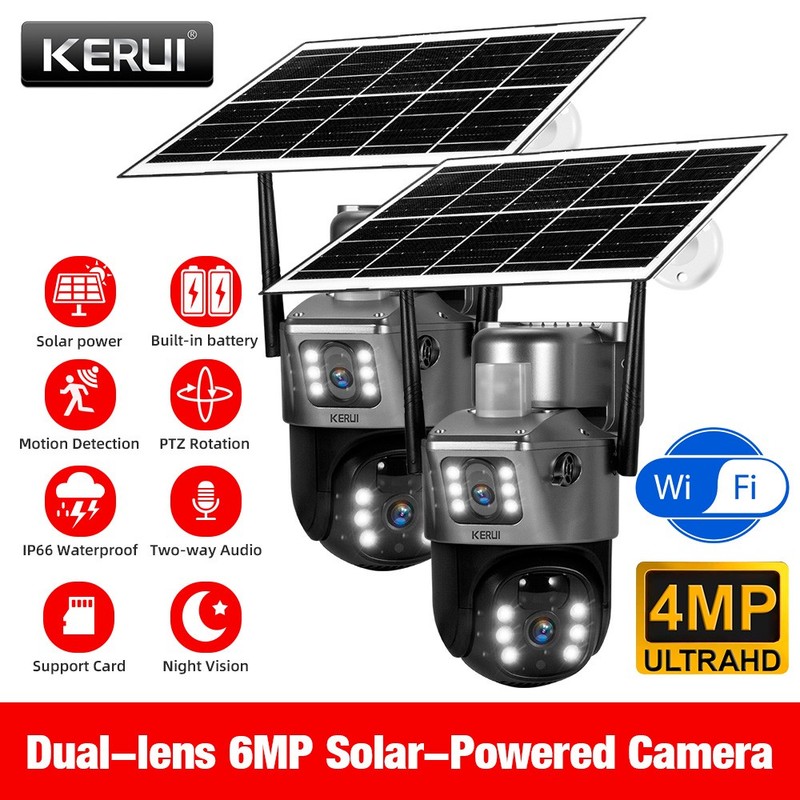 Solar Battery Powered Wireless WiFi Outdoor Pan/Tilt Home Security Camera System