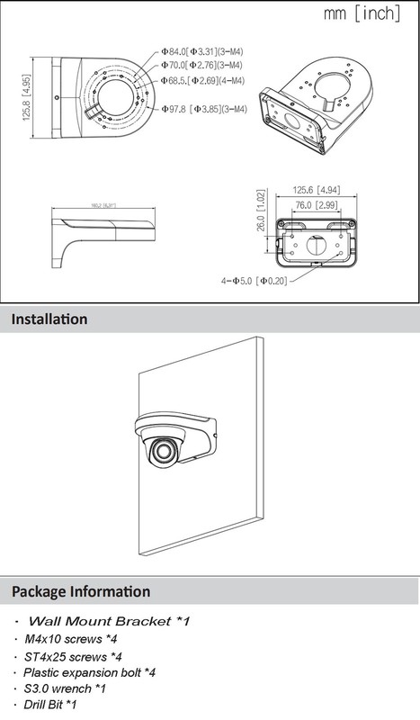 PFB205WE WaterProof Wall Mount Bracket for IP Dome Camera with Drill Bit gallery