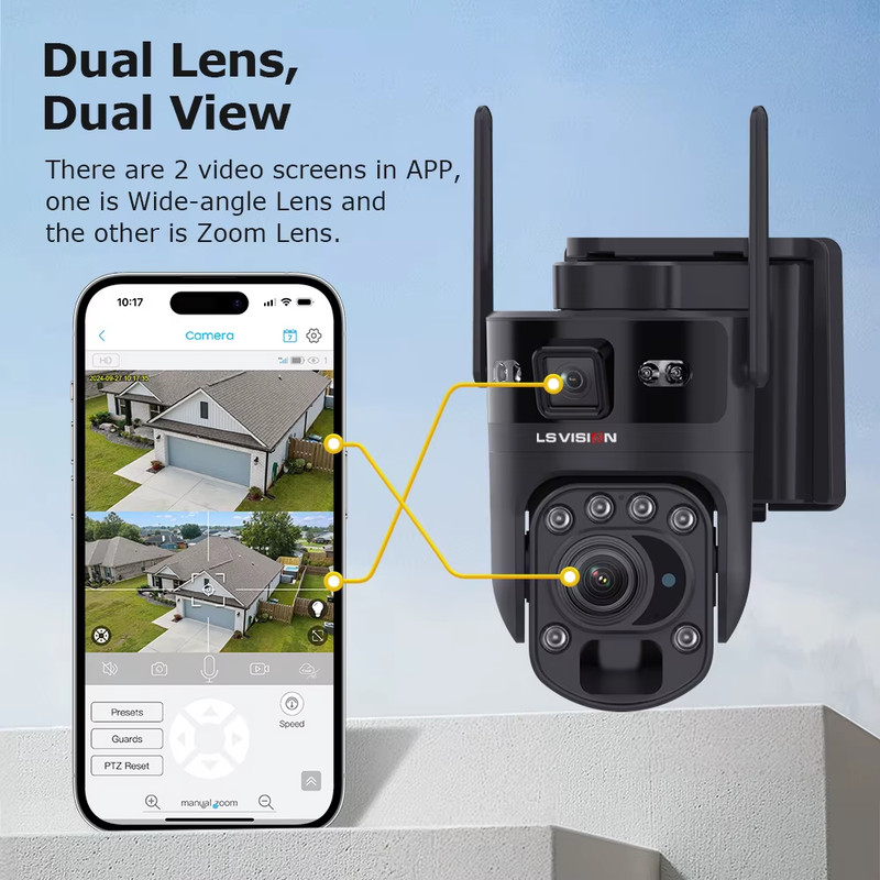 6K 12MP 4G SIM Solar Security Camera 60X ZOOM Dual Lens 360° View Outdoor WiFi I gallery