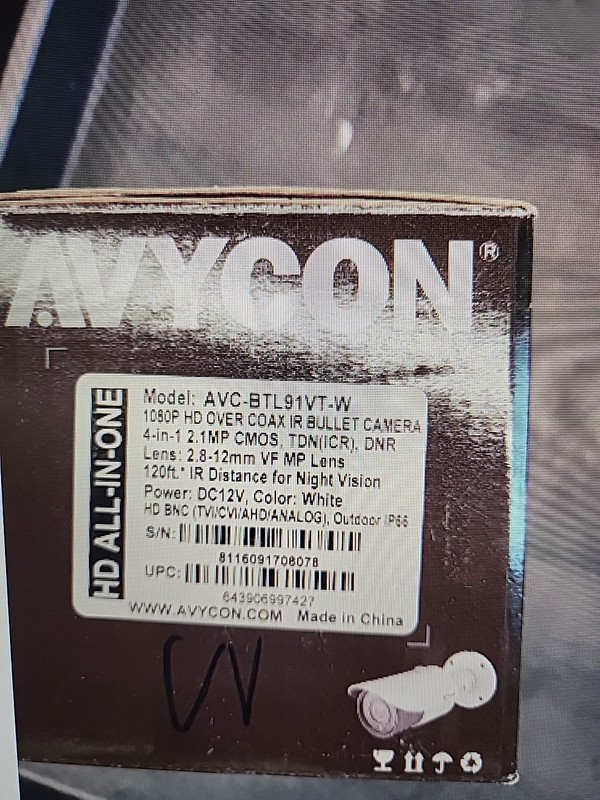 AVYCON AVC-BTL91VT-W 1080P OVER COAX IR BULLETT CAMERA
