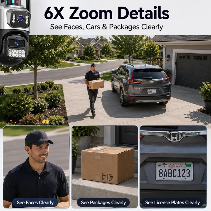 6MP Outdoor Security Camera Dual Lens PTZ 5G WiFi Surveillance gallery