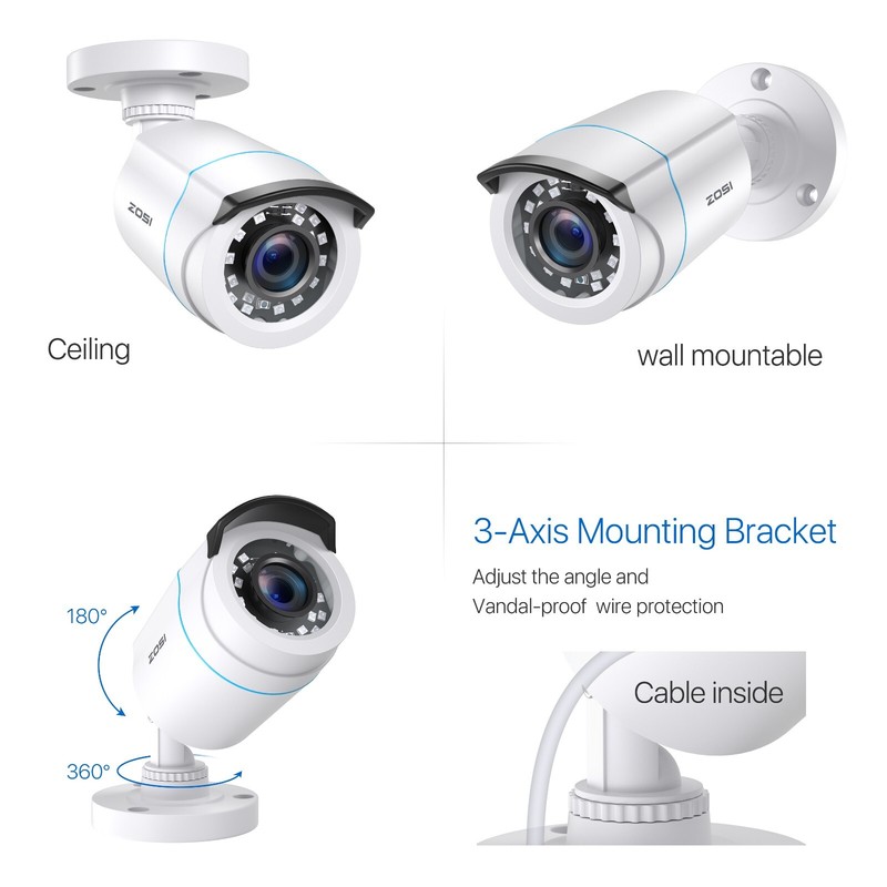 ZOSI 4-pack 1080P HD-TVI Home Security Cameras Outdoor Indoor 80ft Night Vision gallery